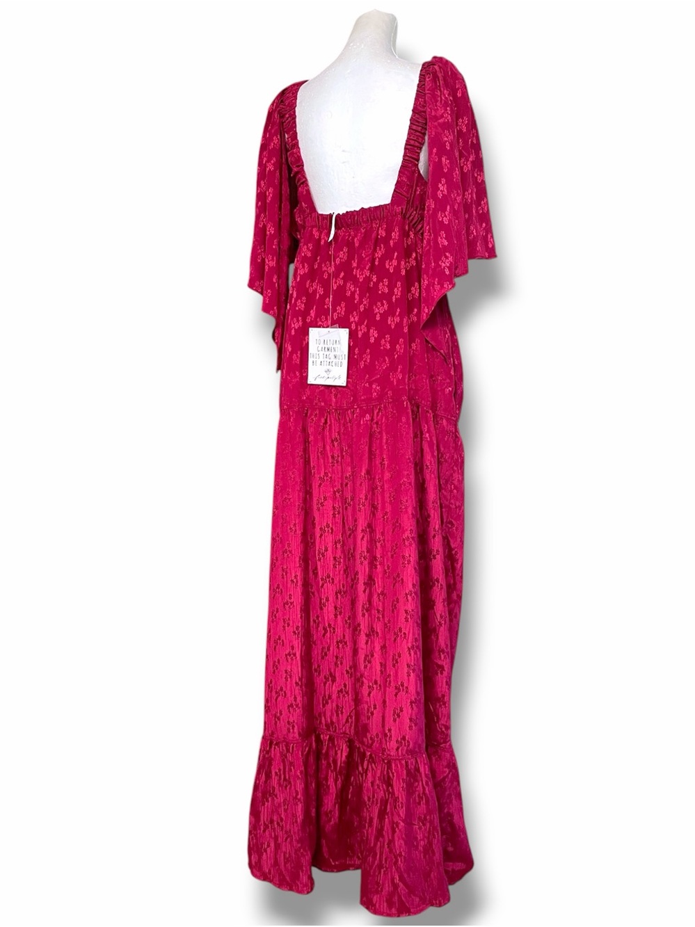 NWT Free People Cha Cha Maxi Dress Red Jacquard Boho Wedding Guest Goddess M - Picture 8 of 16